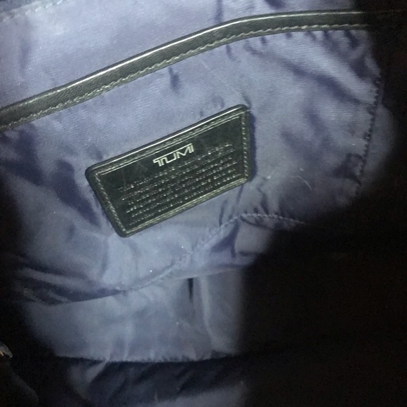 TUMI Villa Turin Black Canvas w/ Leather Trim Commute Shoulder Tote Bag #73105D2 - Picture 8 of 9